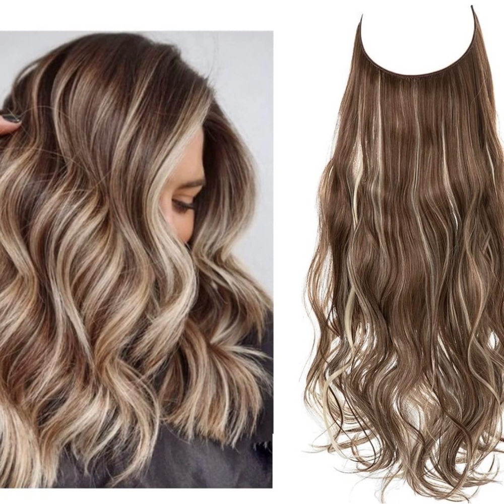 22 inch fish line band halo hair extension